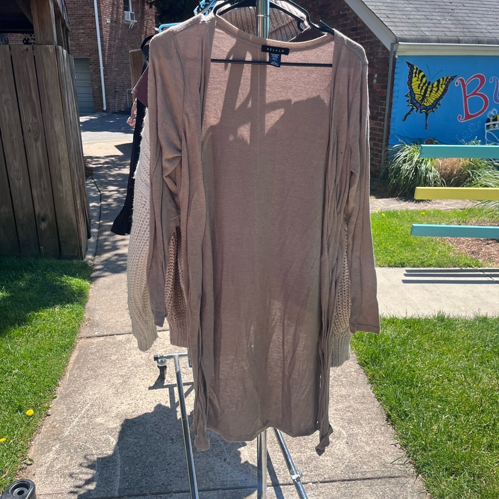 A New Day Tan Knit Open Front Cardigan